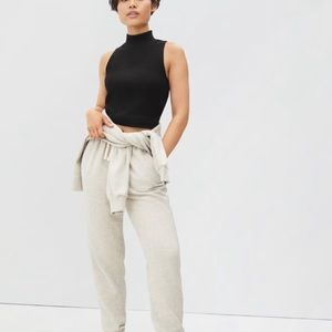 Everlane mock neck, ribbed crop top, black S